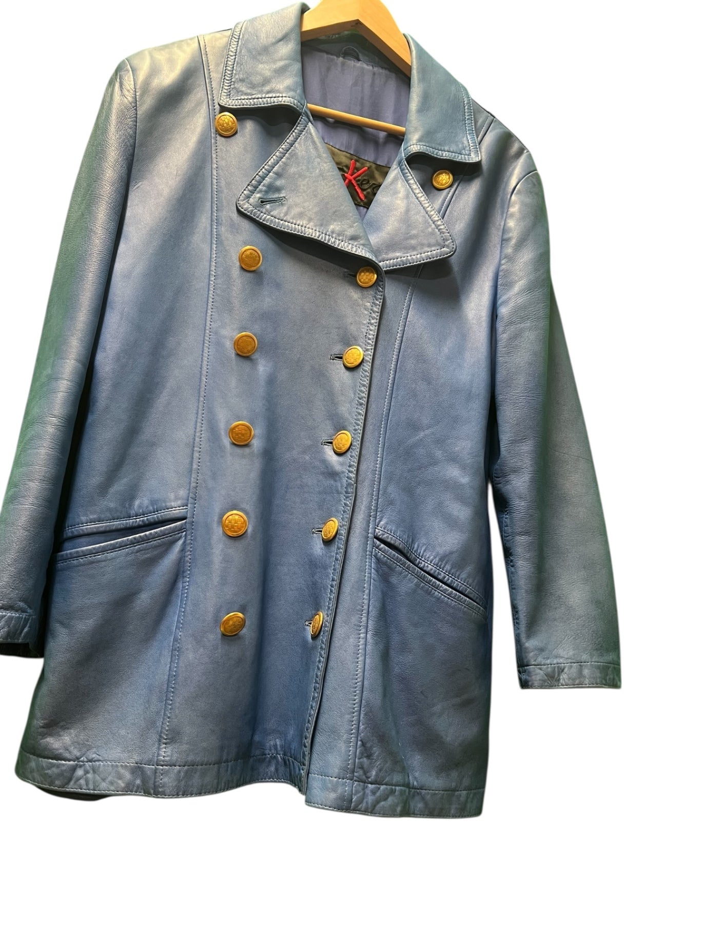 Vintage Otto Kern Lederjacke / Lederblazer 40 Blau