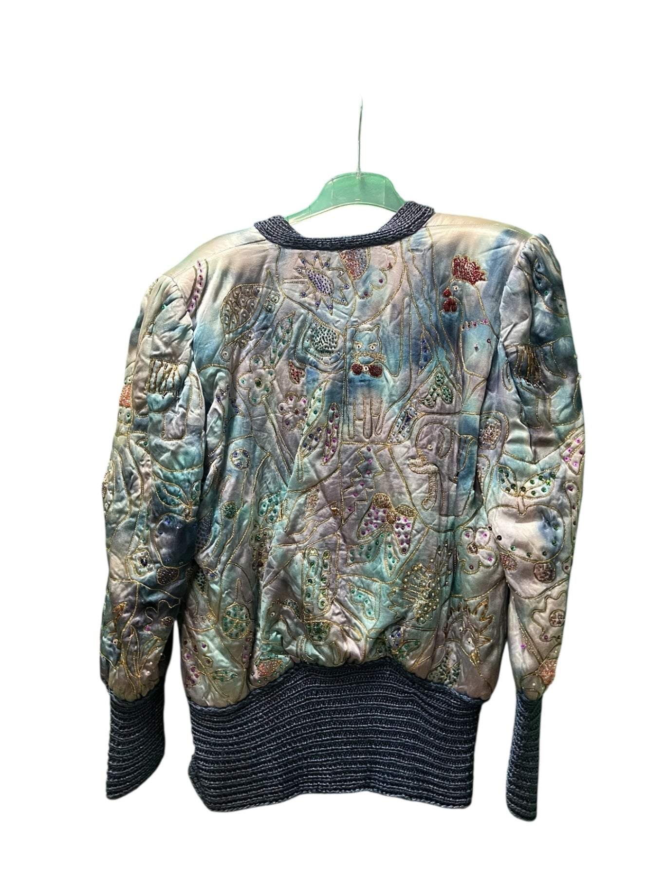 True Vintage Apfeld Jacke 44/46 Hellblau Bunt 80s 