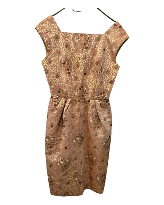 Vintage Brokat Lüth Kleid 36 Braun Gold 50er 60er