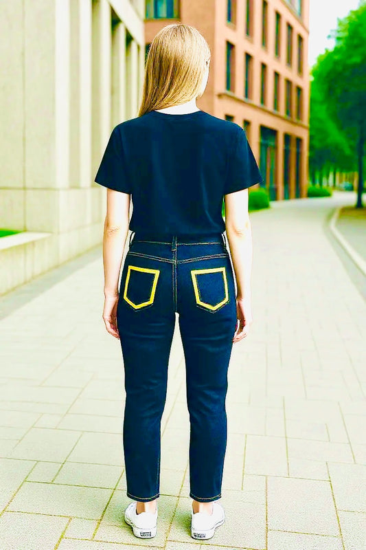 Love Moschino Jeans W 30 M Dunkelblau Neongelb