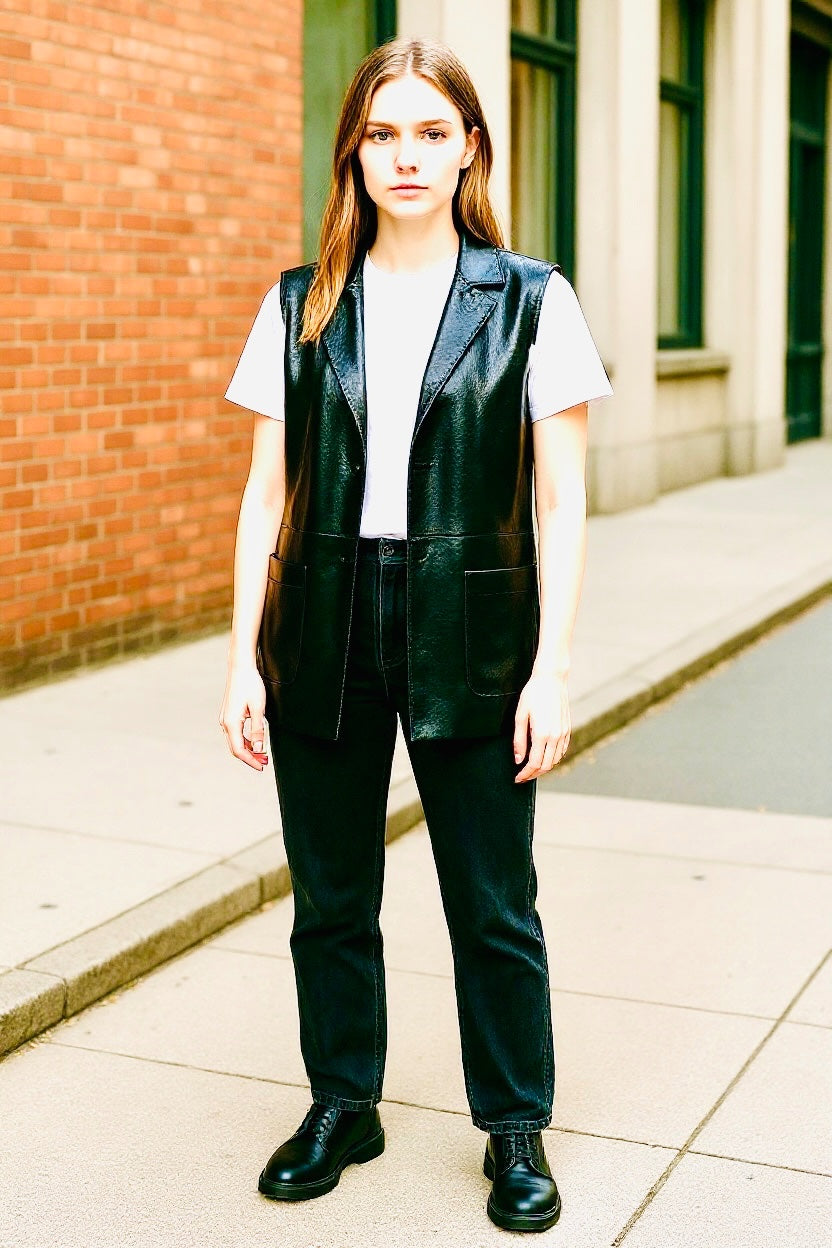 LaLa Berlin Lackleder Weste M / L Schwarz