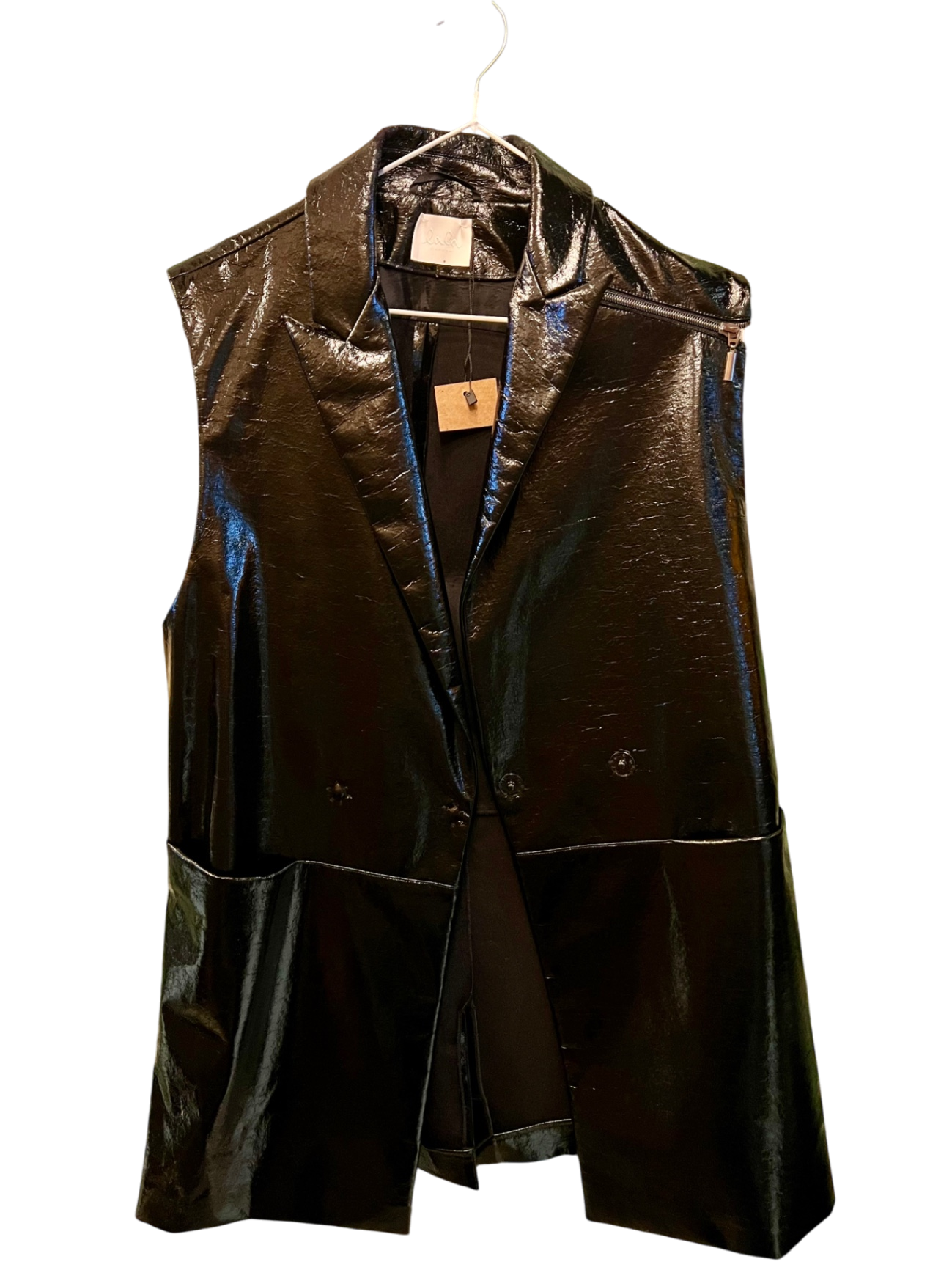 LaLa Berlin Lackleder Weste M / L Schwarz