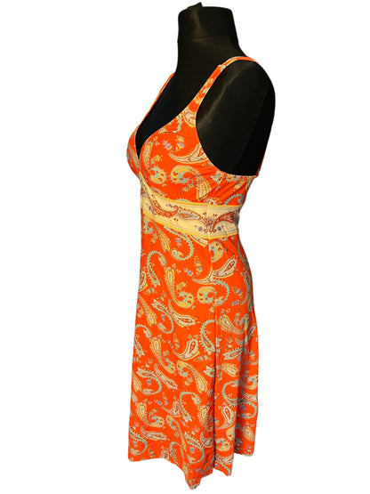 Vintage Alba Moda Kleid 36 38 Y2K Paisley Orange Beach Swim Dress Bodycon Badekleid