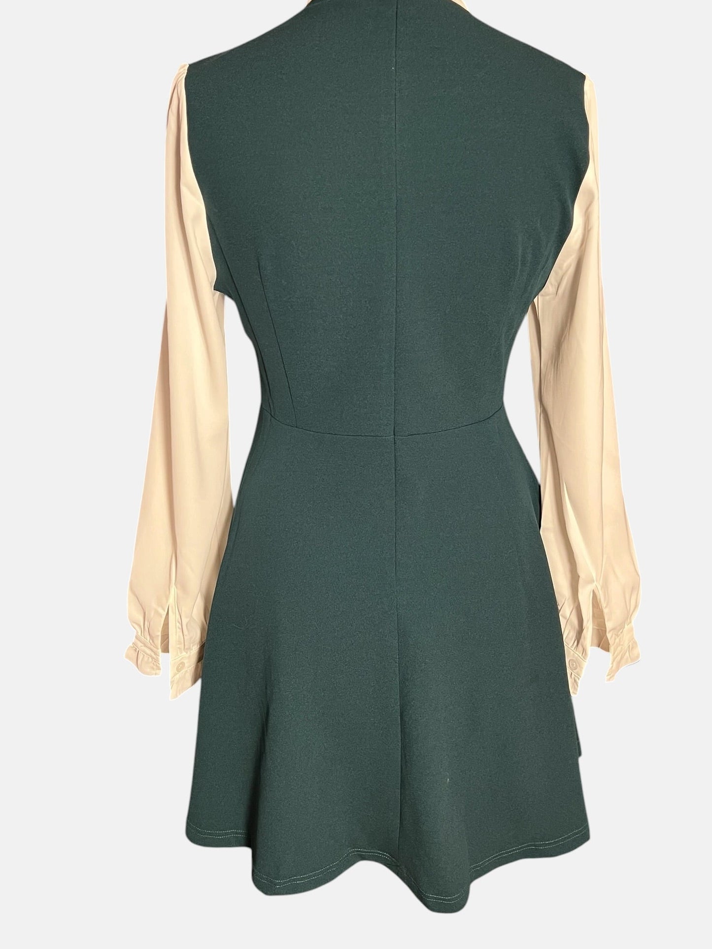 Sara's Choice: Allegra K.– Blusenkleid Kleid Schleife grün weiss | Gr. M 38 40 | Dark Alternative