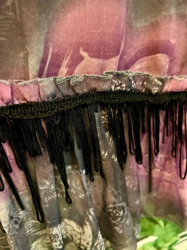 Y2K Vintage Kleid Best Time Gr. 36 | Kurz & luftig | Volants Schwarz Lila Beere S