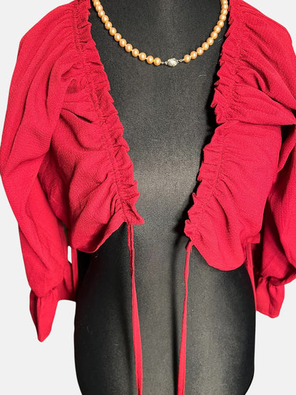 Sara's Choice: Carmen Cropped  Bluse Top weinrot  | Gr. S M L Onesize | Dark Alternative