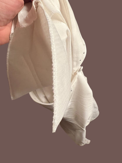 Vintage Bluse Ivory Weiß | Transparent Ärmel | Statement Kragen | Zierdetails | 80s / 90s Chic | Gr. 40