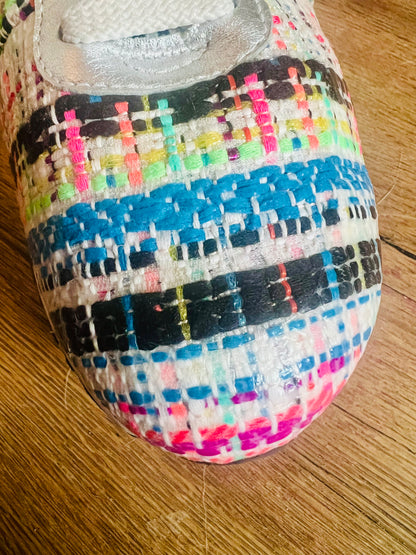 Serafini Sport Sneaker Gr. 38 – Bunte Bouclé & Silber/Holo Details, Designer Sneaker Trend