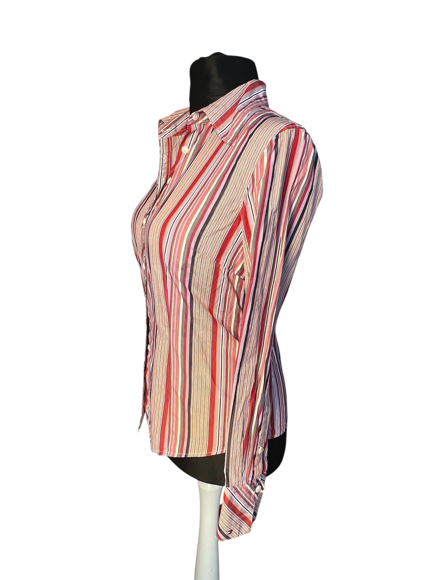 Tommy Hilfiger Bluse Vintage S 36 lila weinrot gestreift Top Zustand y2k 90s