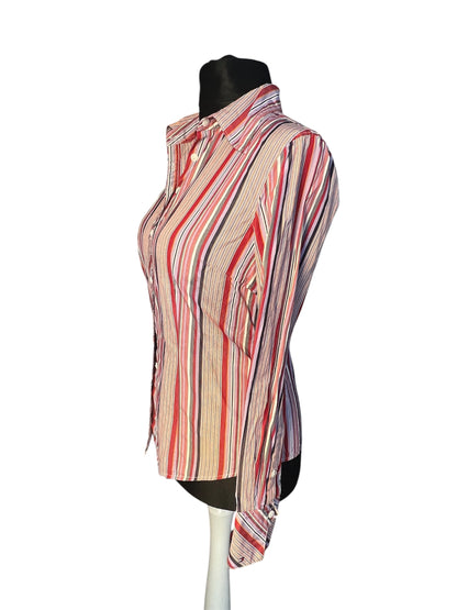 Tommy Hilfiger Bluse Vintage S 36 lila weinrot gestreift Top Zustand y2k 90s