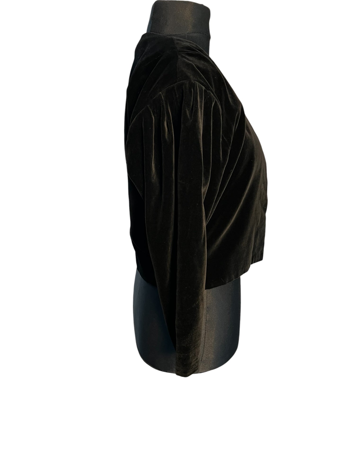 Sara's Choice: Vintage Bolero Blazer Cropped Samt schwarz | Gr. 40 | Dark Alternative