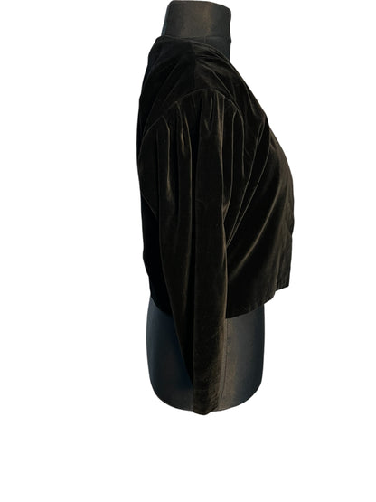 Sara's Choice: Vintage Bolero Blazer Cropped Samt schwarz | Gr. 40 | Dark Alternative