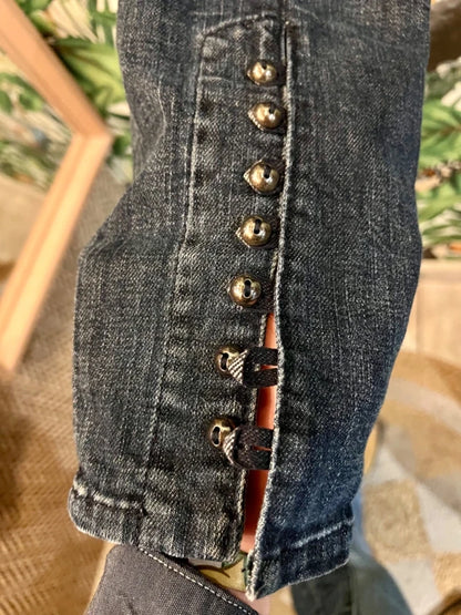 Miss Sixty Jeans Gr S "Judy" W27 | Slim Fit | Dunkelblau mit Knöpfen am Bein | Vintage Y2K