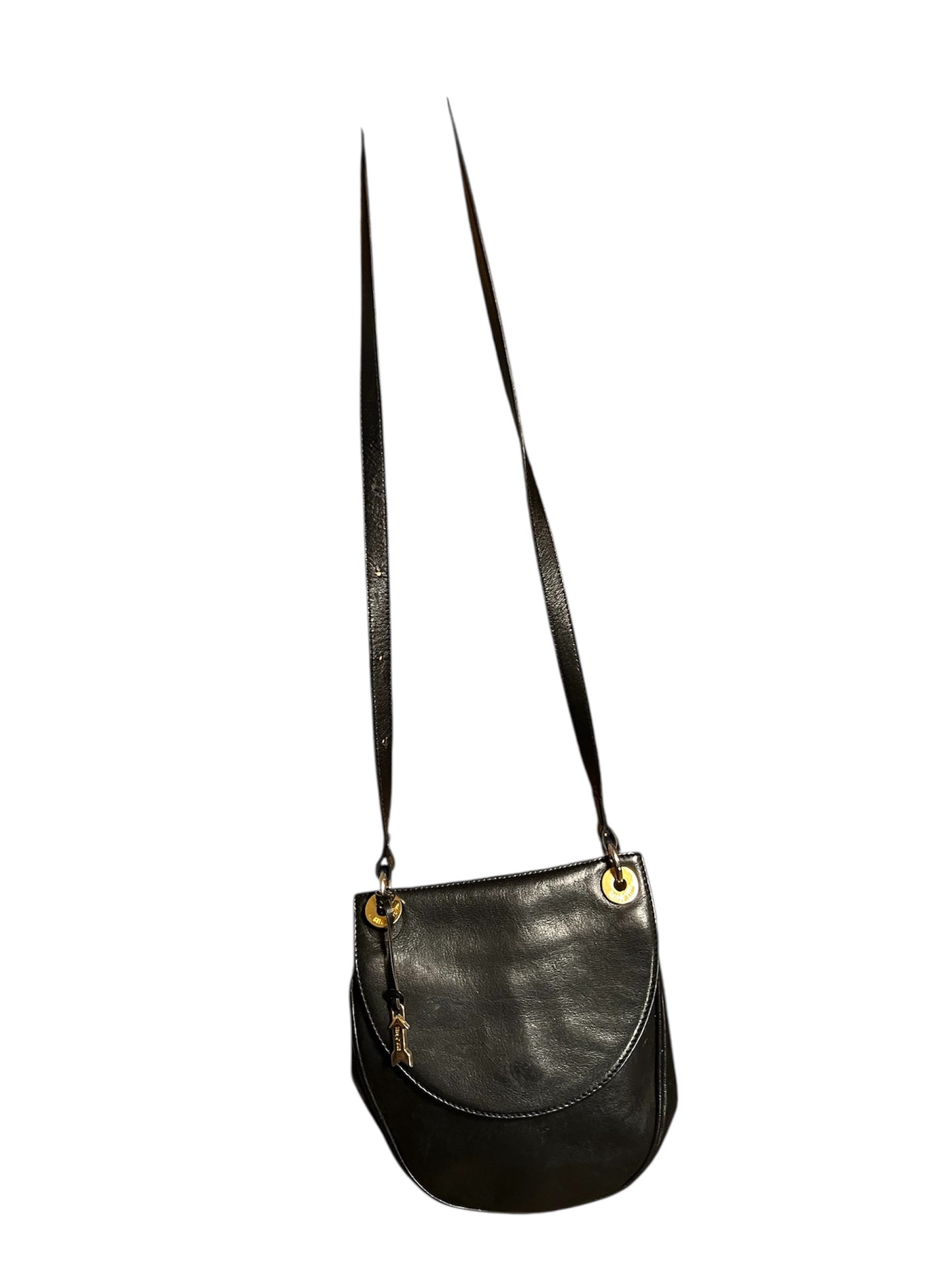 Goldpfeil Vintage Ledertasche Schwarz – Handmade in Germany, Gold‑Hardware, Top Zustand