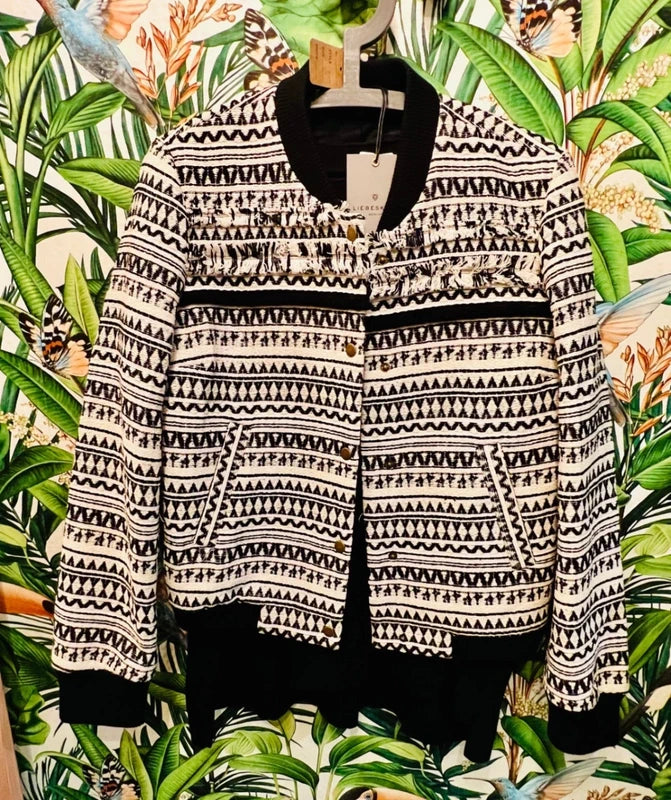 Liebeskind Berlin Blouson Jacke 38 M Natur Weiß Schwarz NEU Etikett Bomberjacke boho ethno