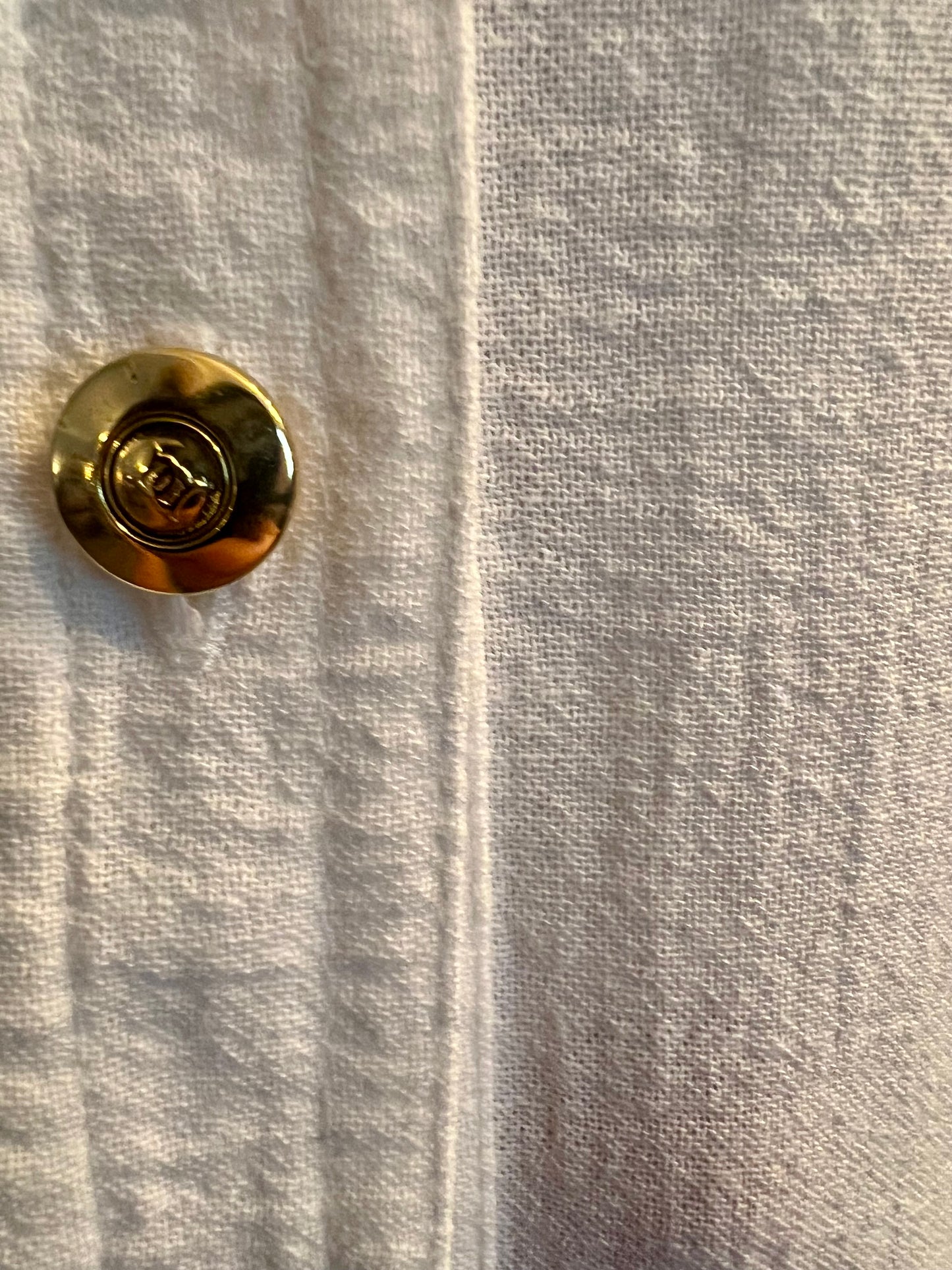 Vintage Avantgarde Bluse M 38/40 Weiß Gold Leinenmix – Boho Chic Mystic Sun Embroidery