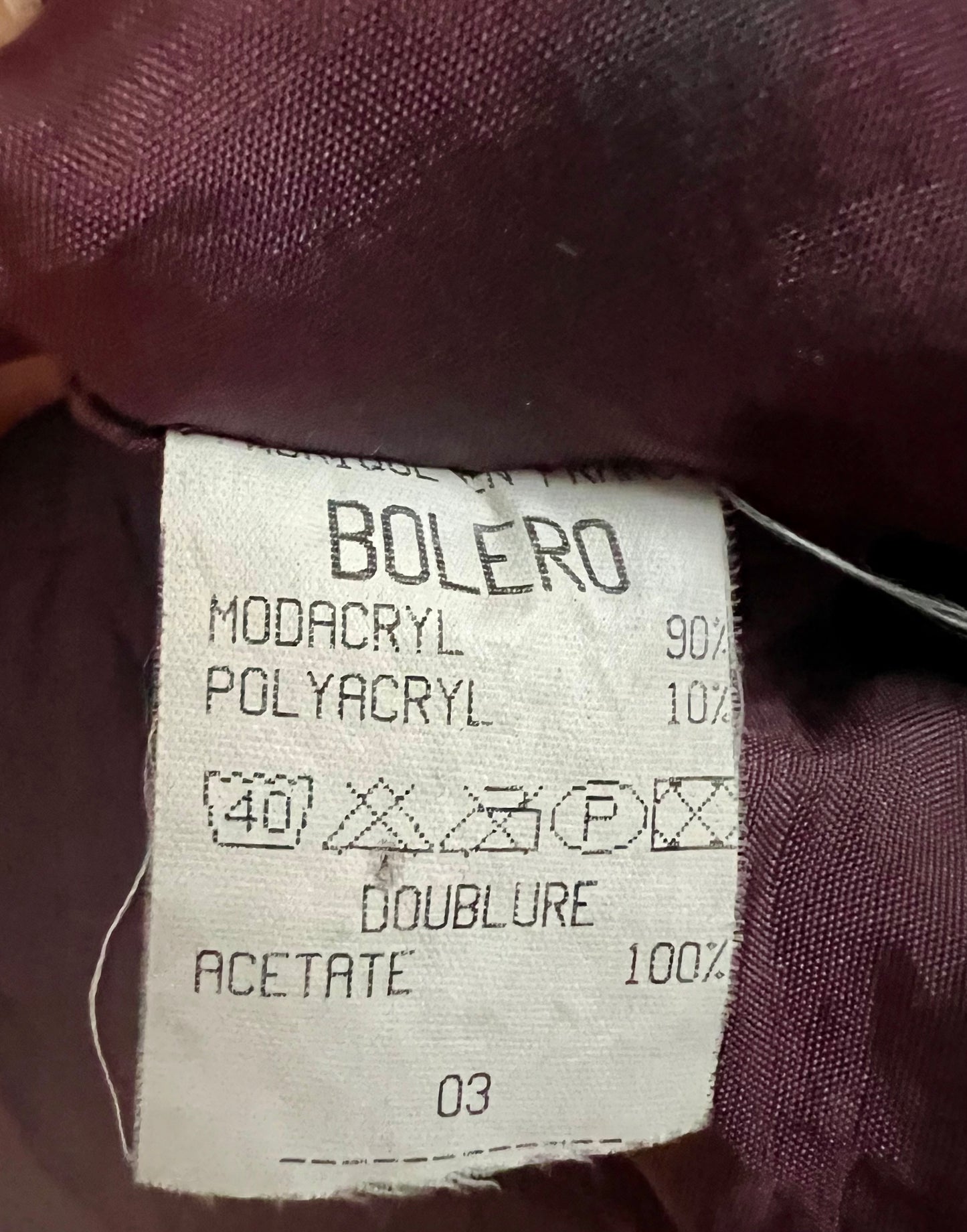 Vintage Kunstfell Weste Made in France – Dunkelgrau Schwarz Muster Bolero Oversized 38–42