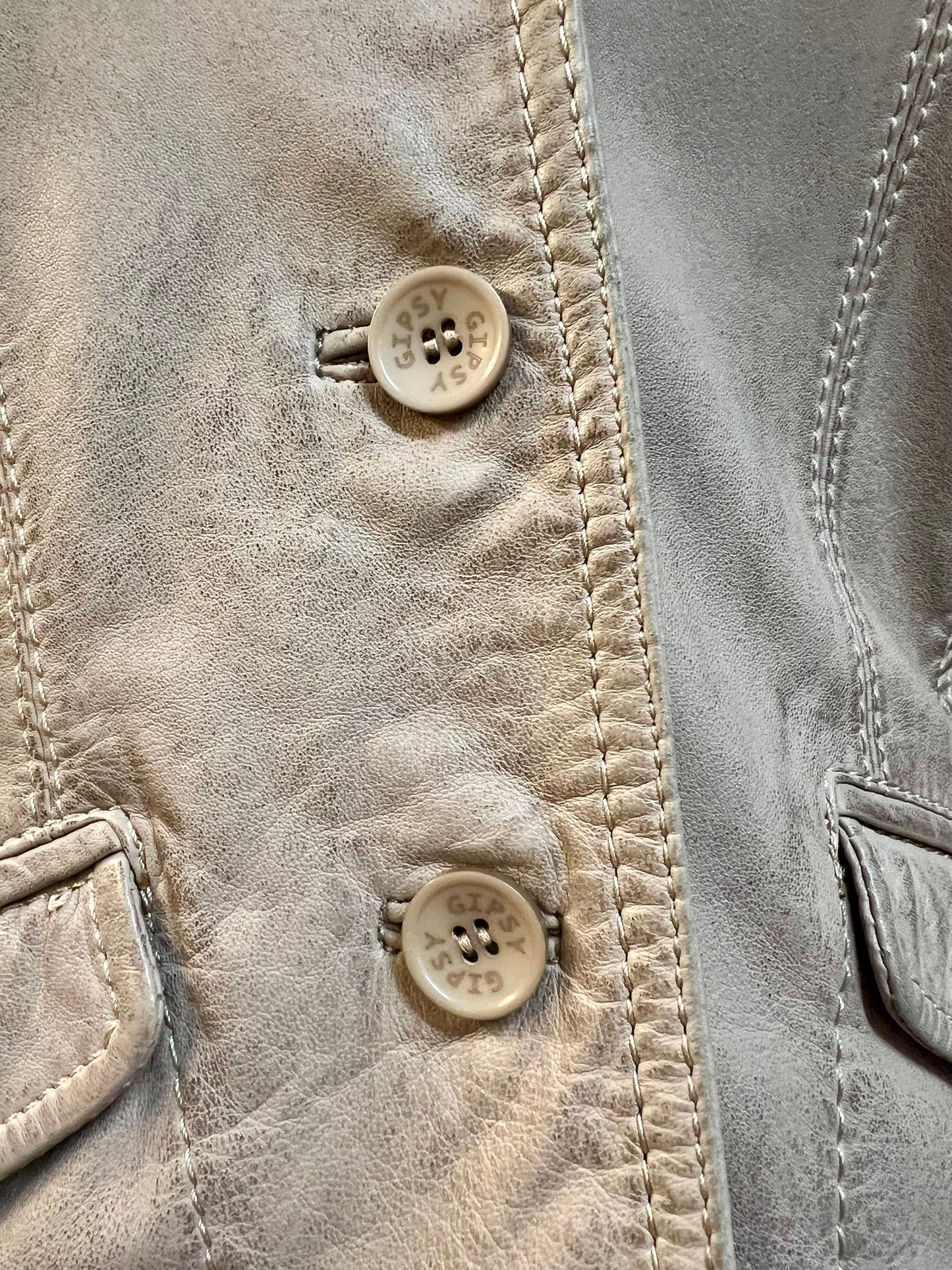 Gipsy Mauritius Lederjacke Damen Gr. S – 100% Echtleder – Blazer-Biker Mix – Beige Used Look