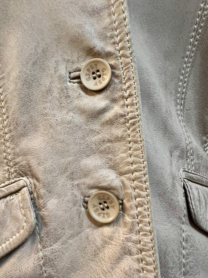 Gipsy Mauritius Lederjacke Damen Gr. S – 100% Echtleder – Blazer-Biker Mix – Beige Used Look