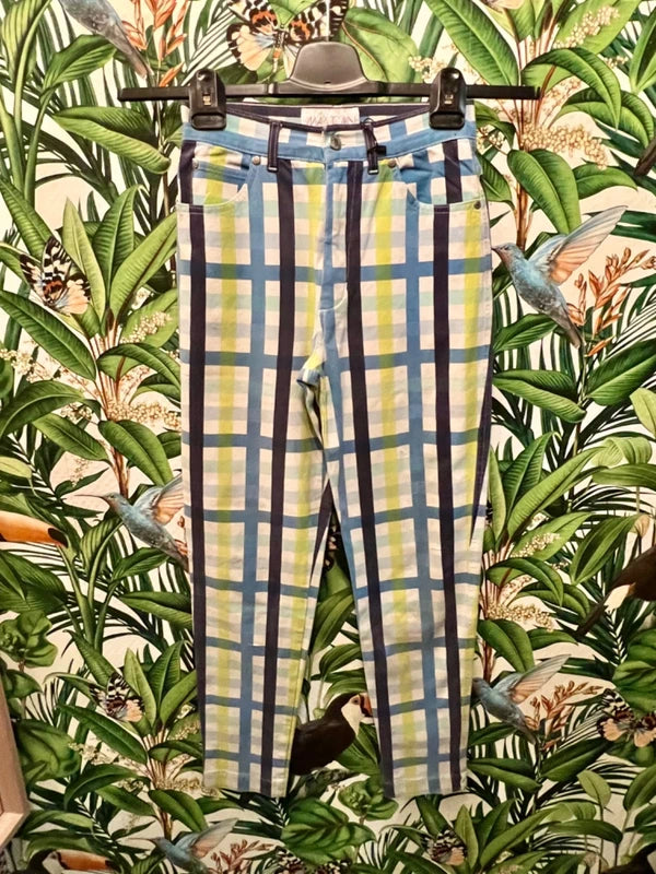 Marc Cain Hose | Gr. N2 S 36 | Kariert | Karottenschnitt | Neuwertig , blau weiß kariert