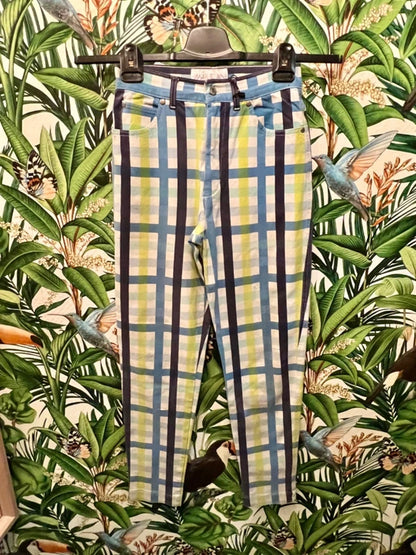 Marc Cain Hose | Gr. N2 S 36 | Kariert | Karottenschnitt | Neuwertig , blau weiß kariert