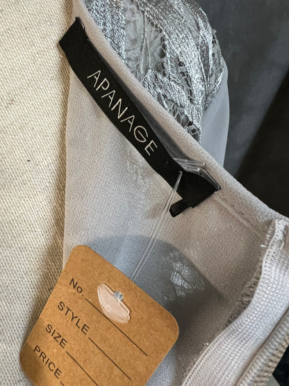 Vintage APANAGE Top Gr 42 silbergrau – Spitze & Chiffon – elegant Y2K