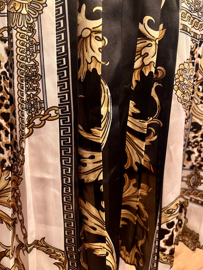 Take Two Kleid S 36 Barock Gold Schwarz Leo Print Italy Vintage Y2k Blusenkleid