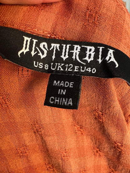 Sara's Choice: Disturbia – Blusenkleid Kleid Viskose Baumwolle Kupfer Rost| Gr. 40 | Dark Alternative