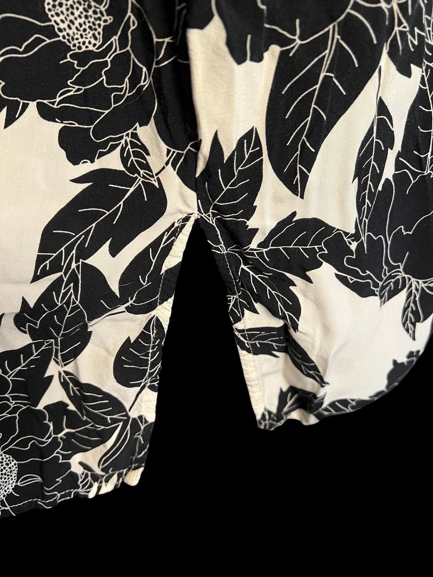 Sara Lindholm Blusenkleid Tunika 44 Viskose Creme Schwarz Floral Print Boho Kleid locker Elegant Plus Size