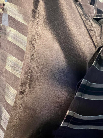 Vintage Blunauta Bluse Seide & Viskose – Ital. 46 (DE 38/40) – Braun Gold Gestreift – Made in Italy