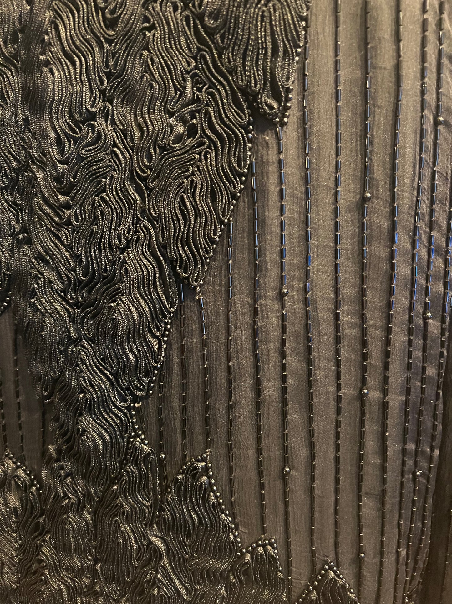 Vintage Seiden Bolero 40 Augustat GmbH India Schwarz Glanz