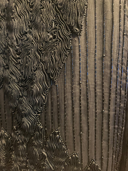 Vintage Seiden Bolero 40 Augustat GmbH India Schwarz Glanz