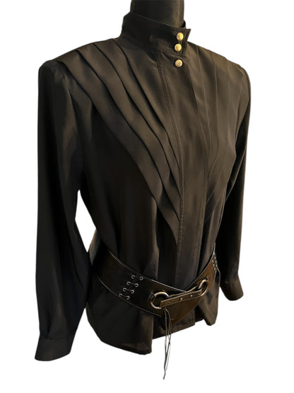 Vintage Alexander Bluse Gr. 40 80er | Schwarz | High Neck | Dark Fashion Statement