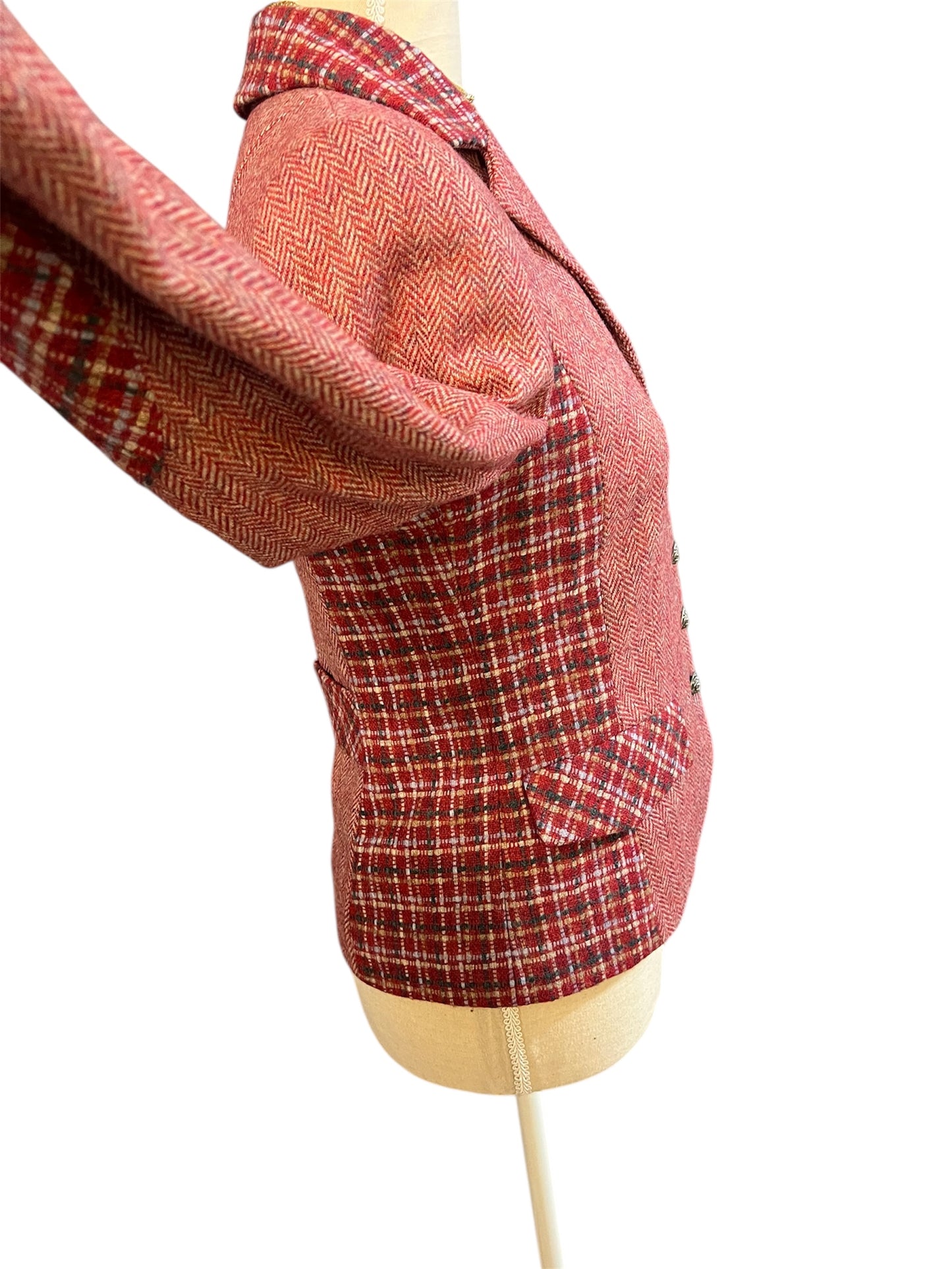 Madeleine Vintage Blazer Gr. 34 | 100% Wolle | Fischgrät | Old Money Preppy | Löwenknöpfe