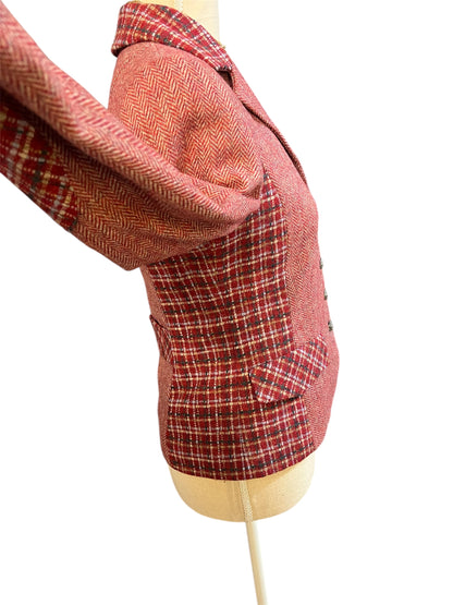 Madeleine Vintage Blazer Gr. 34 | 100% Wolle | Fischgrät | Old Money Preppy | Löwenknöpfe