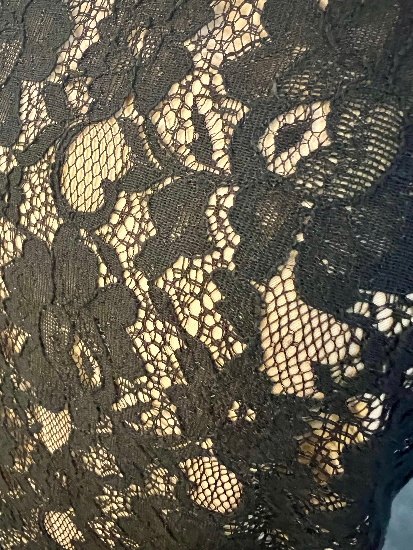 Street One Spitzenkleid Gr. 40 | Schwarz Beige | Elegant | YKK Reißverschluss