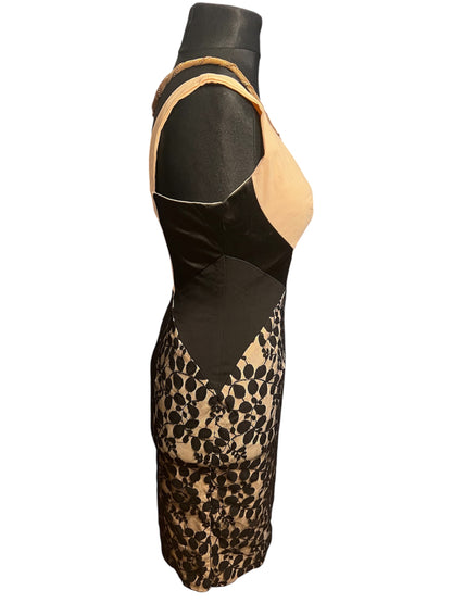 Hybrid Spitzenkleid Beige Schwarz Colourblocking Gr. 38 40 M Etuikleid Cocktailkleid Polen Gr 12