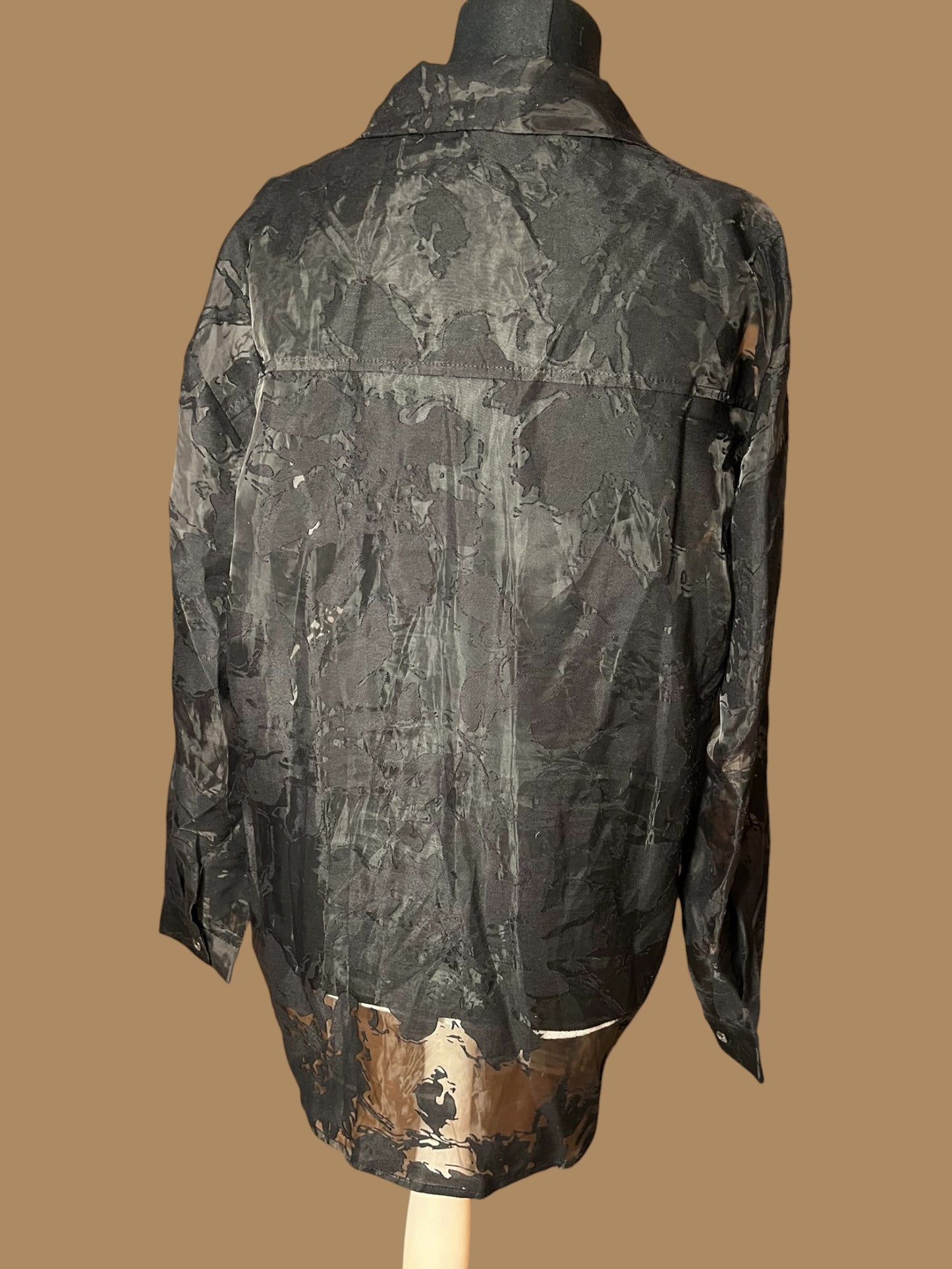 Sara's Choice: Disturbia Oversize Bluse Floral schwarz transparent | Gr. 42 44 46 XL | Dark Alternative