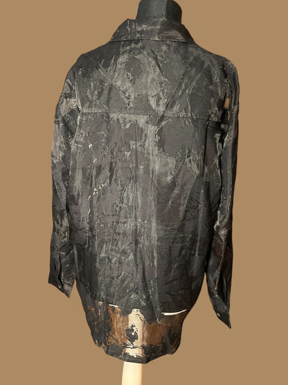 Sara's Choice: Disturbia Oversize Bluse Floral schwarz transparent | Gr. 42 44 46 XL | Dark Alternative