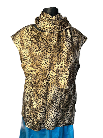 Vintage Blusenshirt Seide Leo Tiger Print Madeleine Gr 42 + Schal , 90s Y2K Animal Print