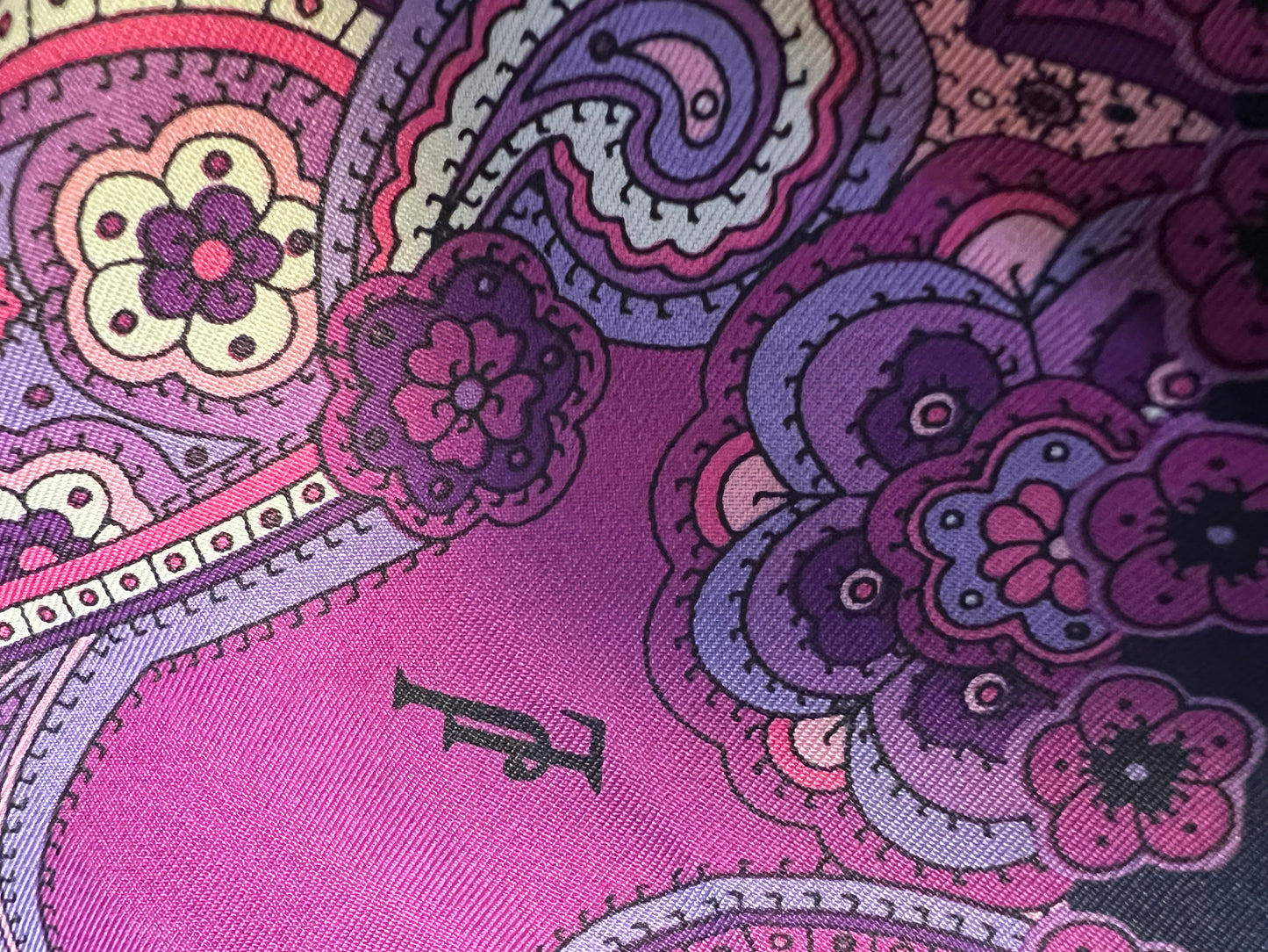 Vintage Jammers & Leufgen Seidentuch lila pink Paisley JL 52x52 cm 80s 90s y2k Tuch