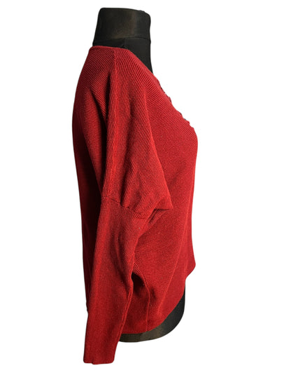 Vintage Pullover weinrot Fledermaus Fit Gr. 40 42 Stickerei Glitzer 90s y2k Grunge