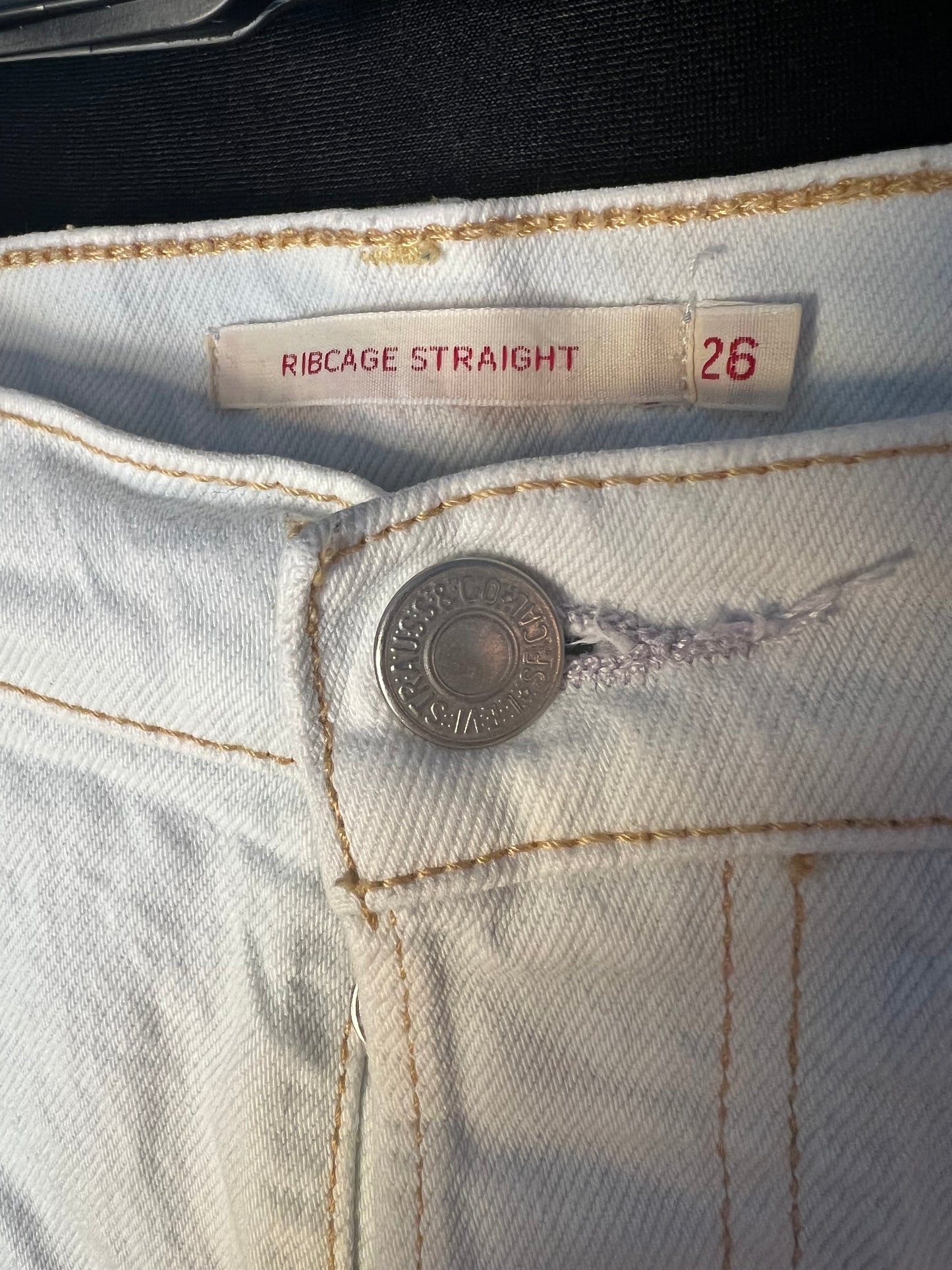 Levi's Ribcage Straight Ankle W26 L29 hellblau weiss Raw Hem 72693 High Waist Gr XS / 34 Levi Levis