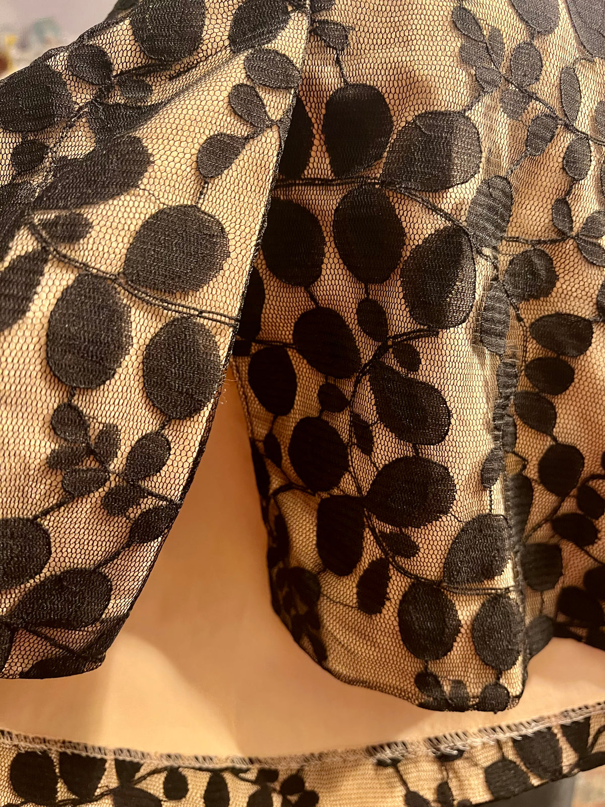 Hybrid Spitzenkleid Beige Schwarz Colourblocking Gr. 38 40 M Etuikleid Cocktailkleid Polen Gr 12