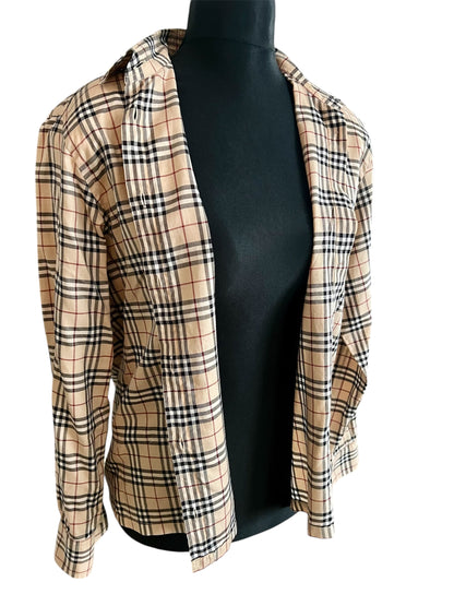 Vintage Burberry London Bluse Gr. 40 – Beige Kariert, Baumwolle, Top Zustand 90s 2000s