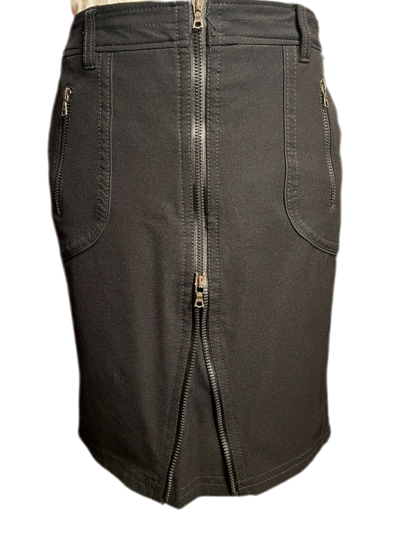 Marc Cain Sports Midi Rock Schwarz | N4 / Gr 40 42 l Figurbetont | 2-Wege-Reißverschluss | Stretch