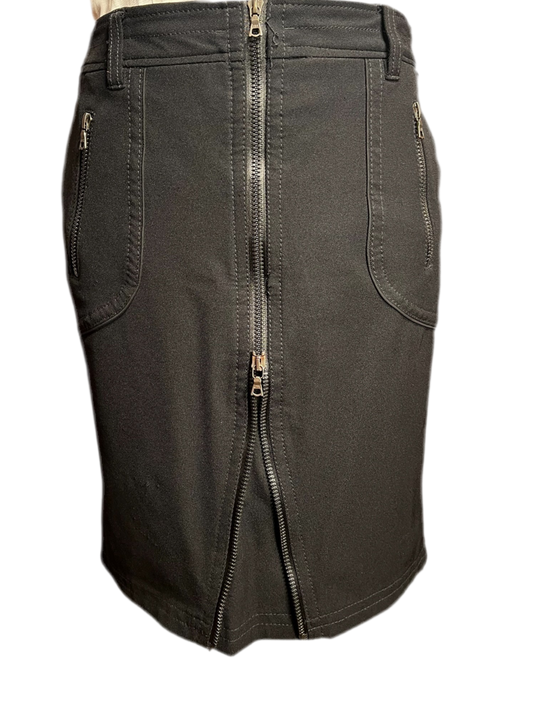 Marc Cain Sports Midi Rock Schwarz | N4 / Gr 40 42 l Figurbetont | 2-Wege-Reißverschluss | Stretch