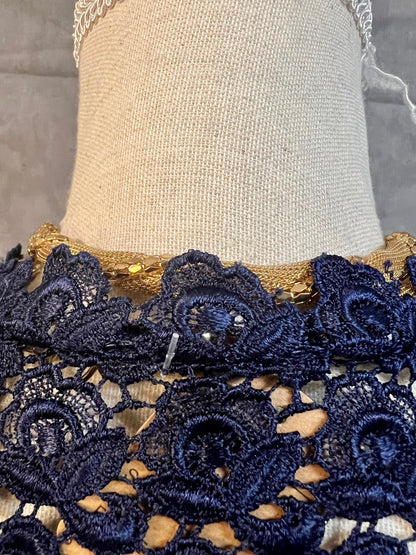 Vintage Spitzen Bolero dunkelblau – 90s Y2K Lace Jäckchen – Italien – Gr. 38/40