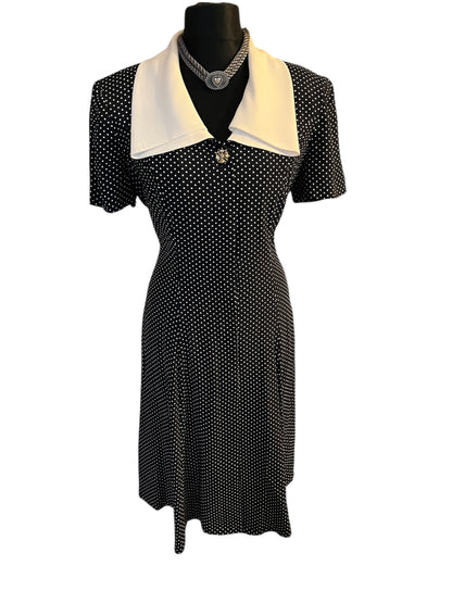 Joseph Ribkoff Kleid Punkte Vintage 38 Blau Polka 80s