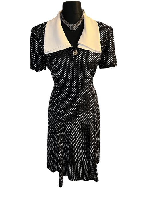 Joseph Ribkoff Kleid Punkte Vintage 38 Blau Polka 80s